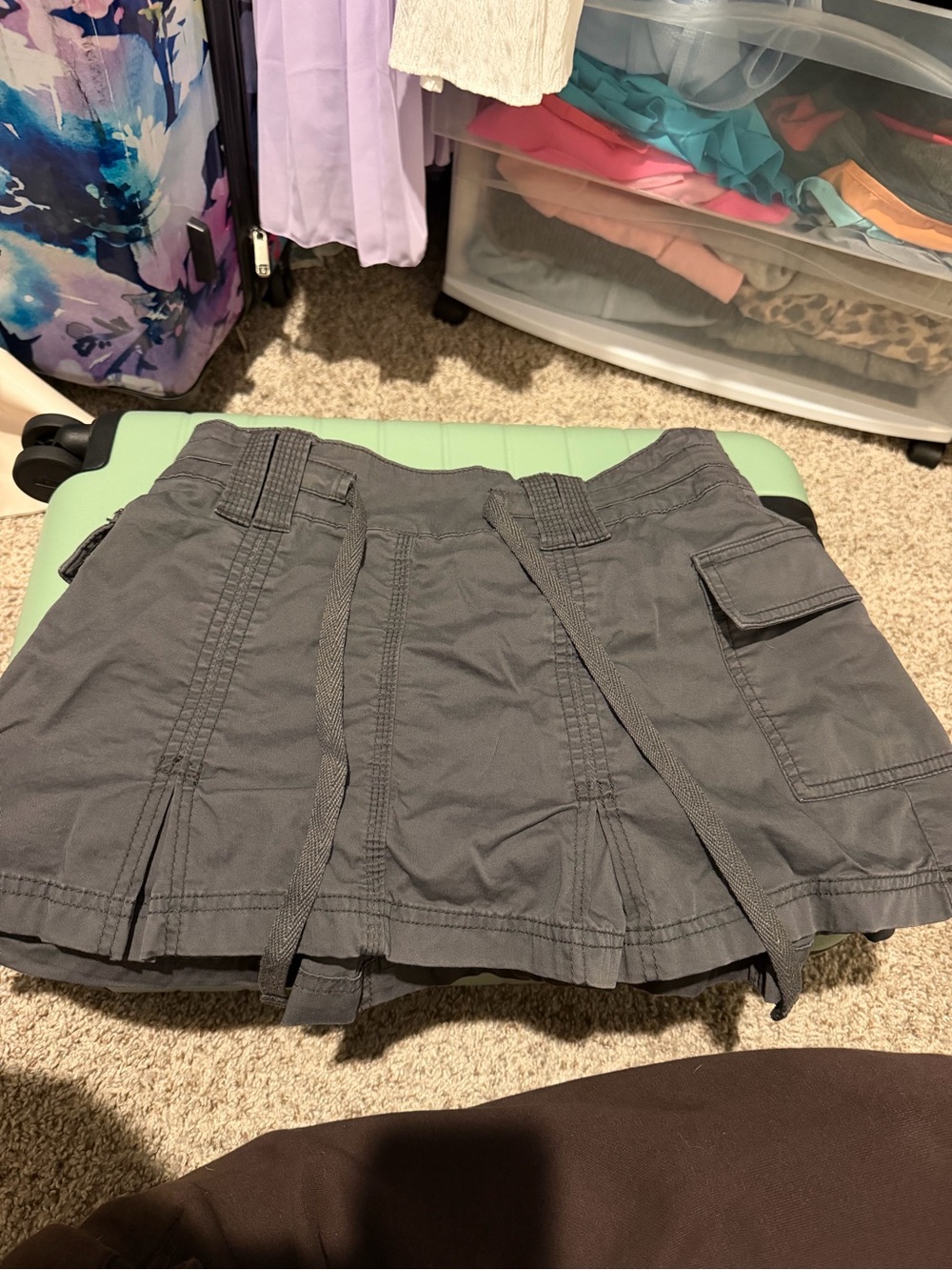 Hollister Gray Cargo-Style Mini Skirt